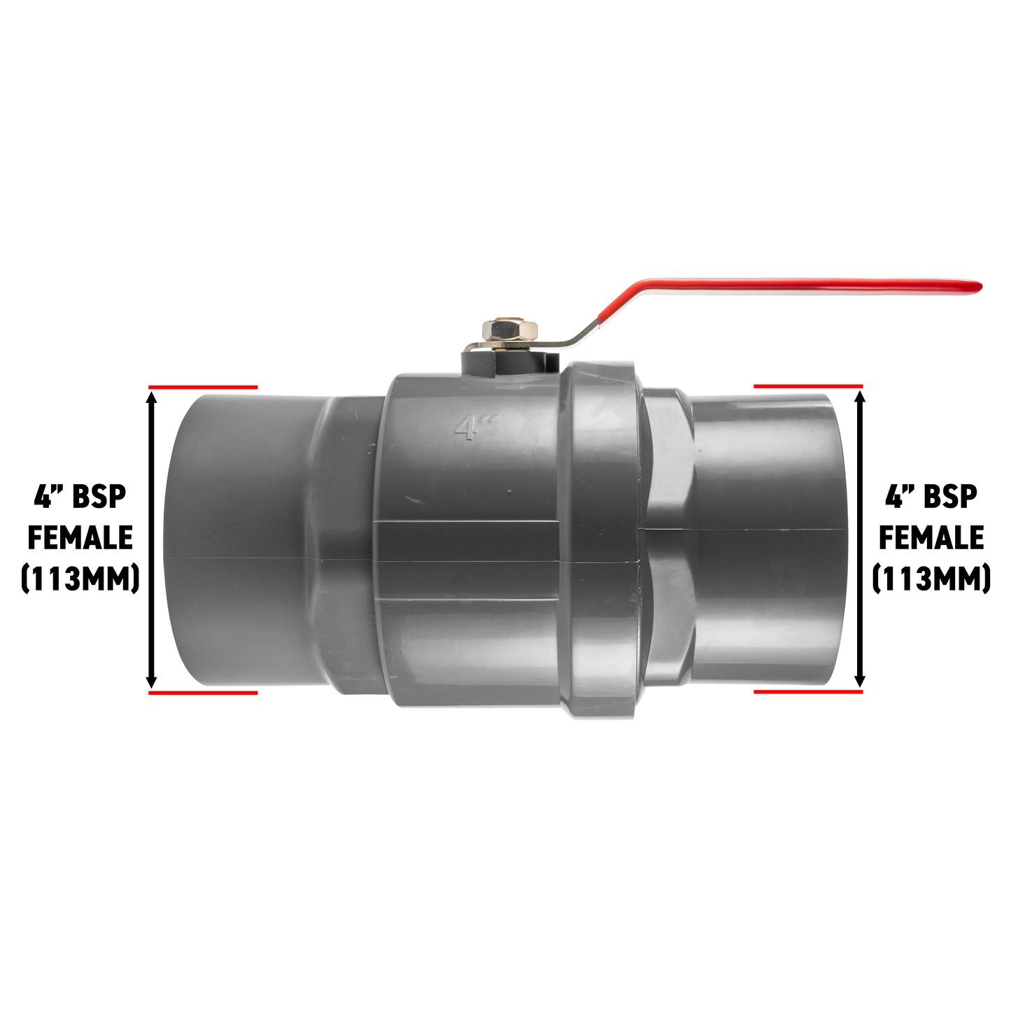 Polypropylene Lever Valve with Stainless Steel Ball, 4"