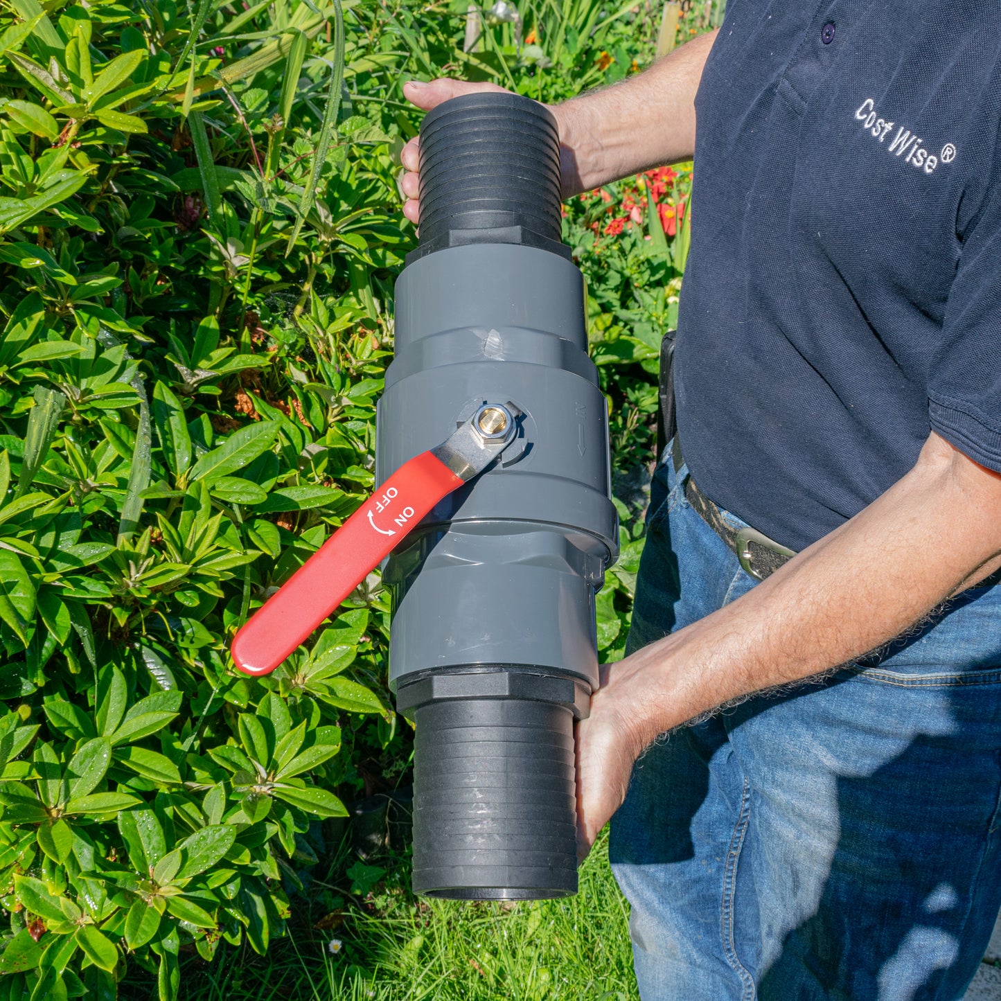 Stainless Steel Ball PP Valve & Barbed Outlet, 4"