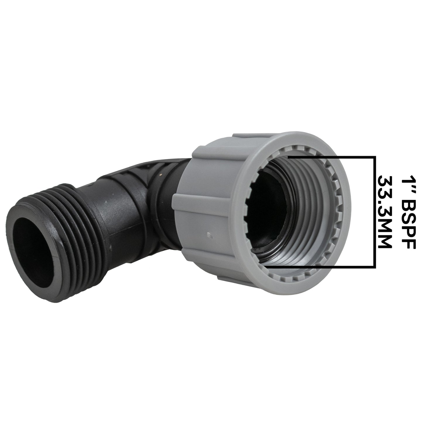 1" BSP Irrigation Elbow with Male to Female Swivel Threads