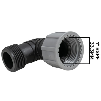 1" BSP Irrigation Elbow with Male to Female Swivel Threads