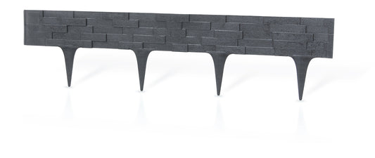 Grey Slate Texture Palisade Lawn Edging, 2.38m