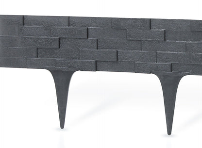 Grey Slate Texture Palisade Lawn Edging, 2.38m