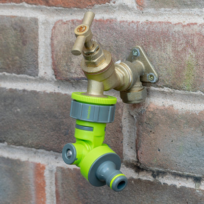 Adjustable Angle Garden Tap Connector, Lime