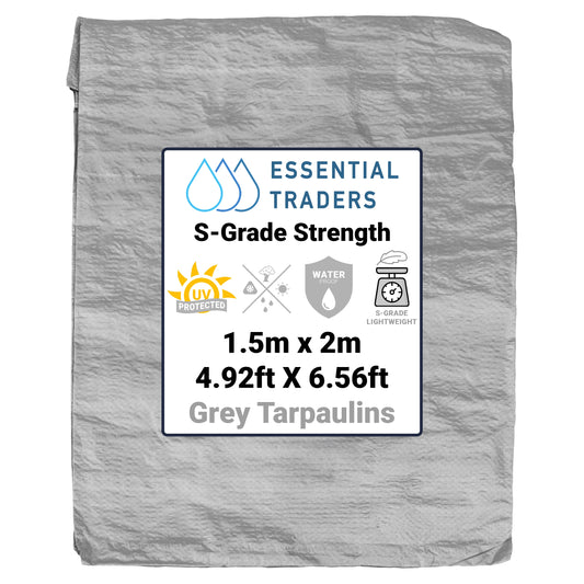 1.5m x 2m Grey Tarpaulins, S-Grade 50 GSM