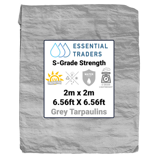 2m x 2m Grey Tarpaulins, S-Grade 50 GSM