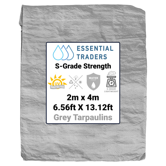 2m x 4m Grey Tarpaulins, S-Grade 50 GSM