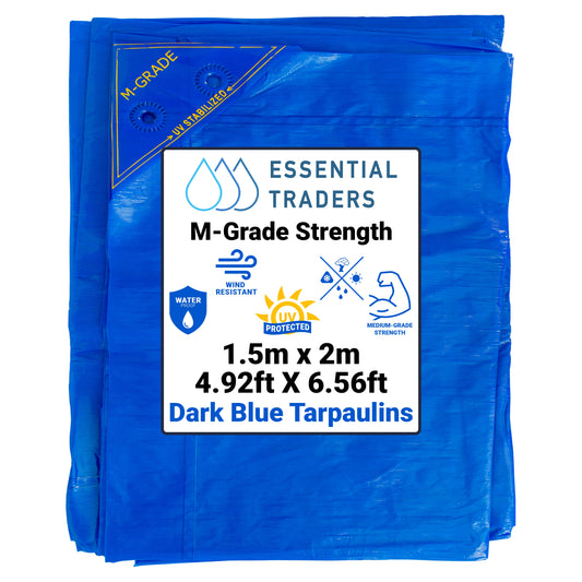 1.5m x 2m Blue LLDPE Tarpaulins, M-Grade 100 GSM