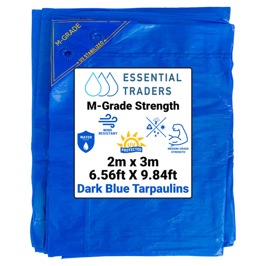2m x 3m Blue LLDPE Tarpaulins, M-Grade 100 GSM