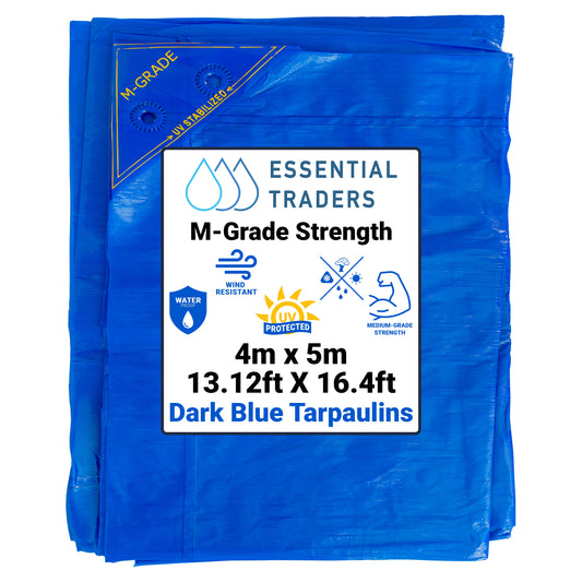 4m x 5m Blue LLDPE Tarpaulins, M-Grade 100 GSM
