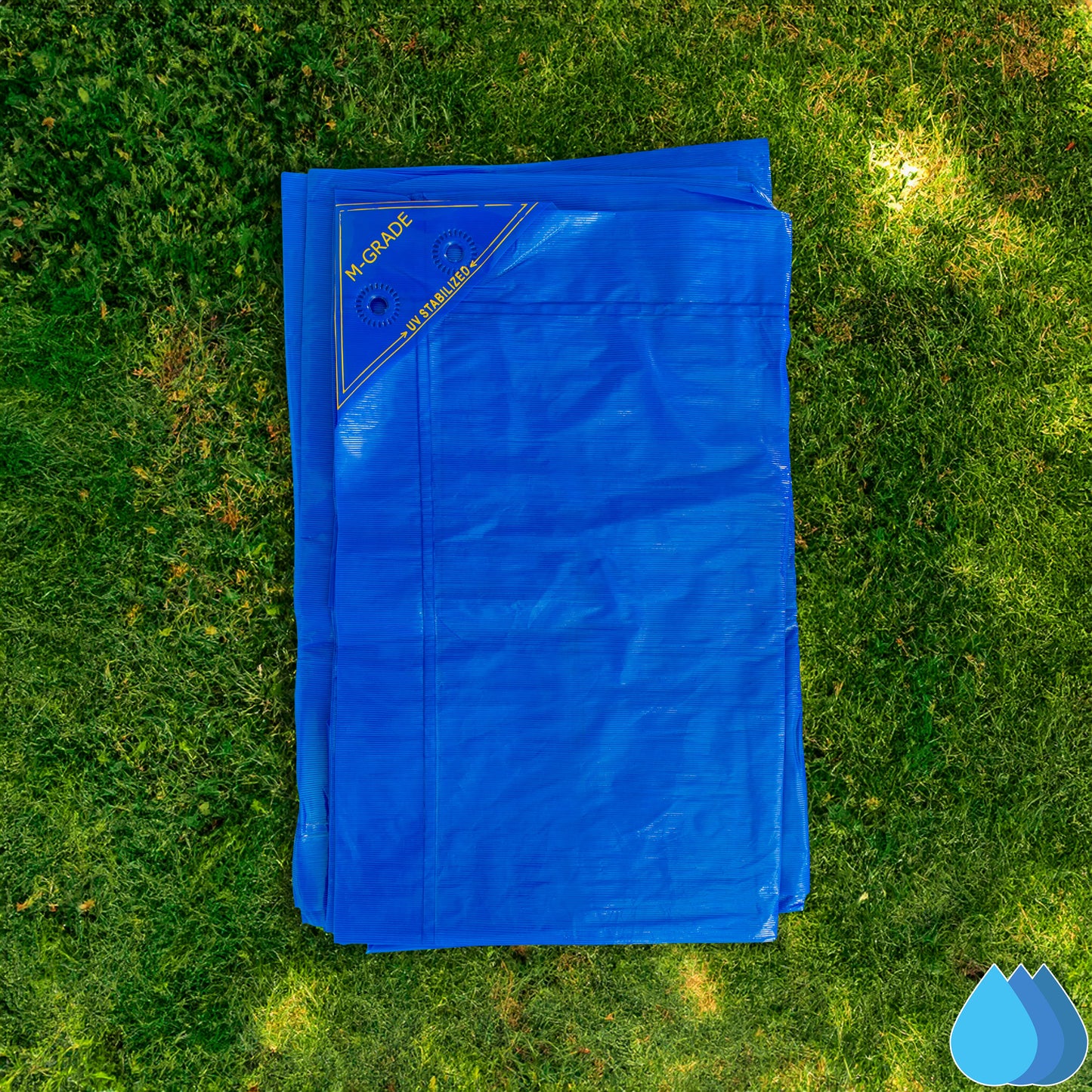 3m x 4m Blue LLDPE Tarpaulins, M-Grade 100 GSM