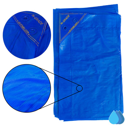 3m x 4m Blue LLDPE Tarpaulins, M-Grade 100 GSM