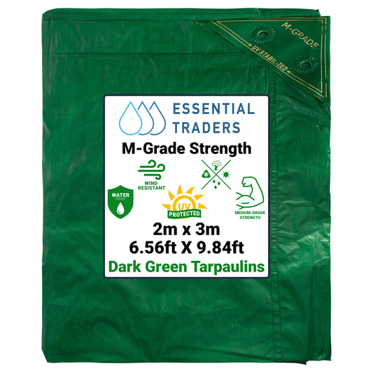 2m x 3m Green LLDPE Tarpaulins, M-Grade 100 GSM