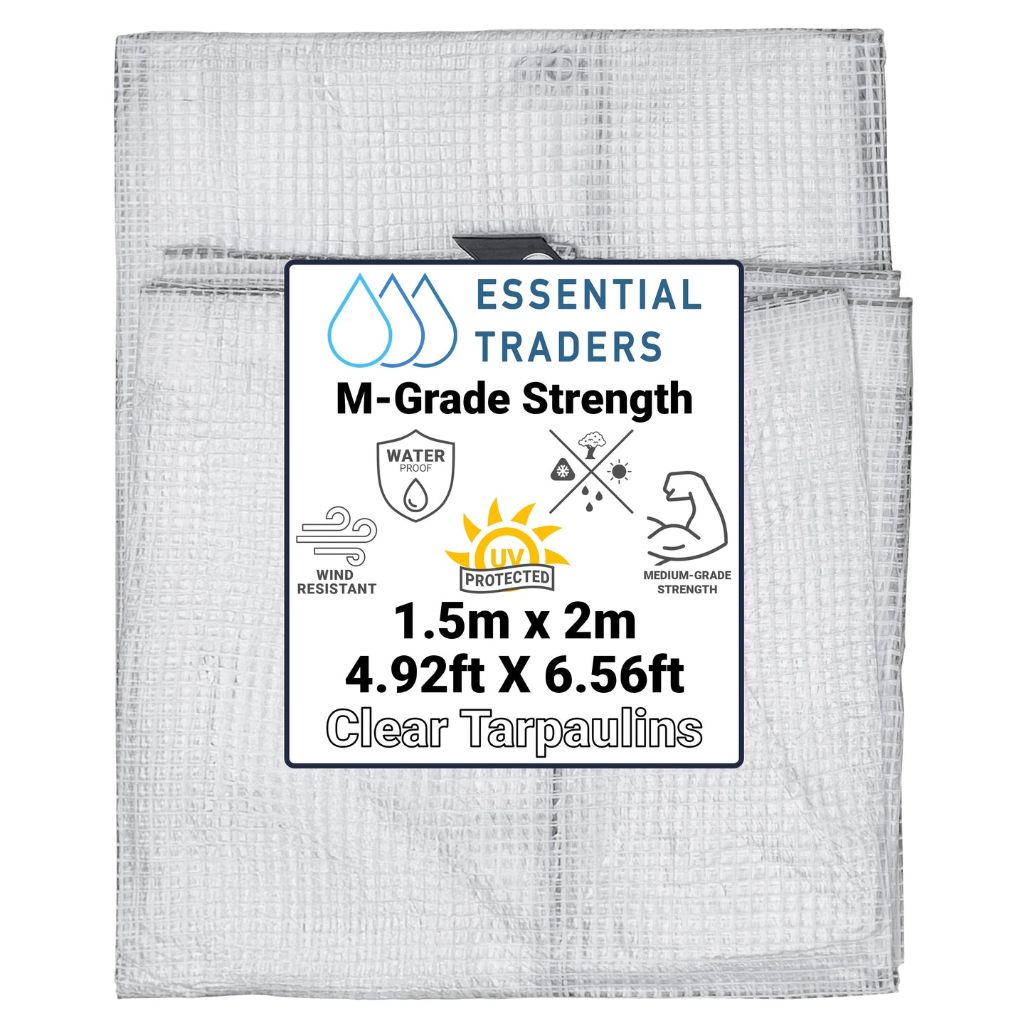 1.5m x 2m Clear Tarpaulins, M-Grade 100 GSM