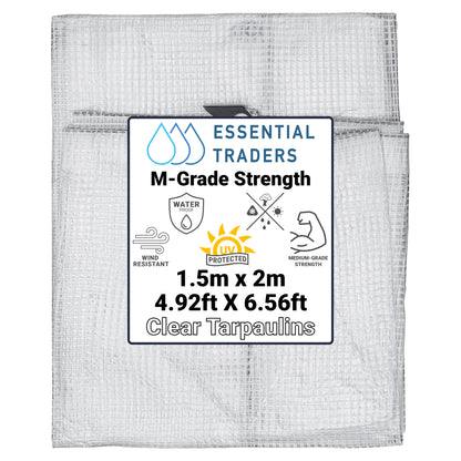 1.5m x 2m Clear Tarpaulins, M-Grade 100 GSM