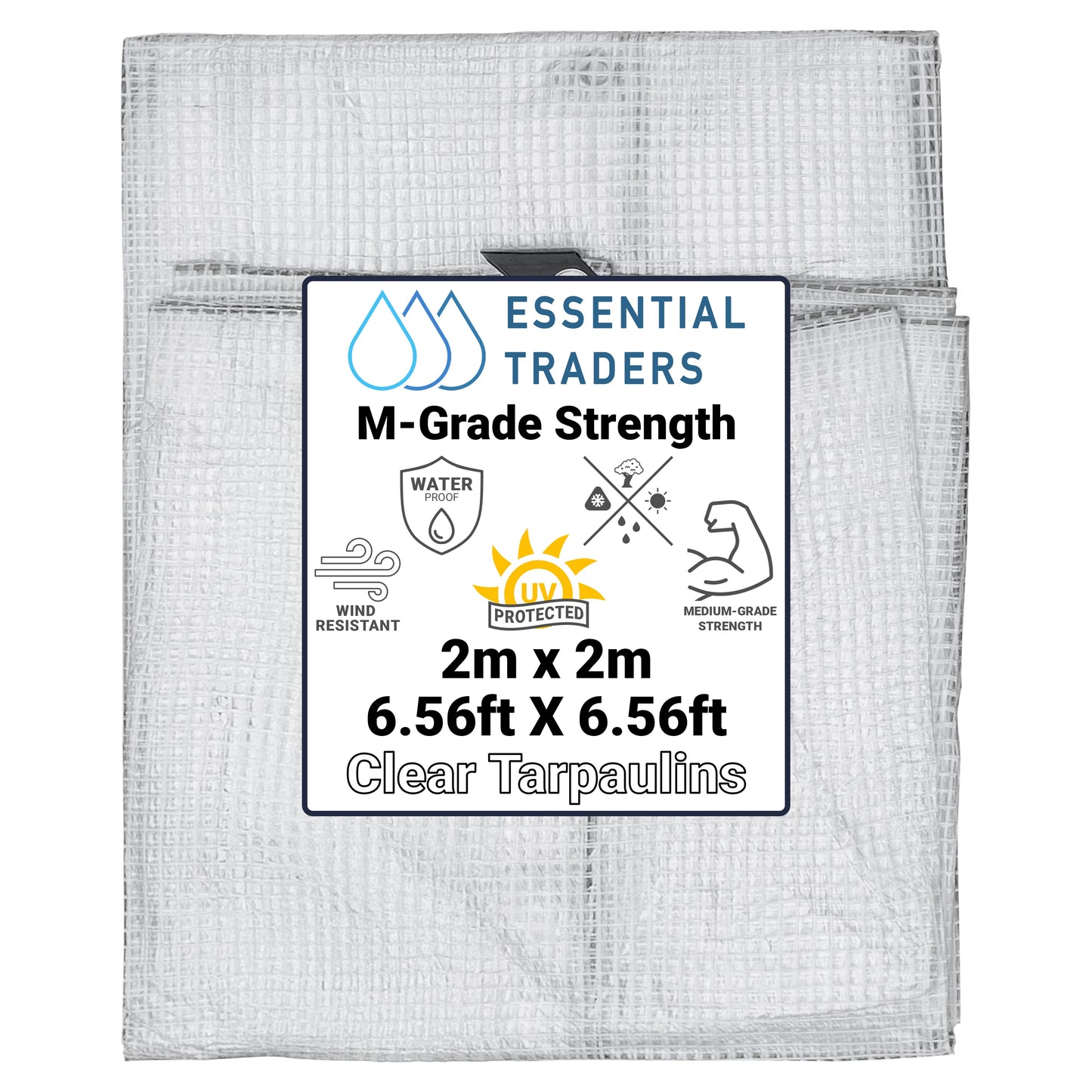 2m x 2m Clear Tarpaulins, M-Grade 100 GSM