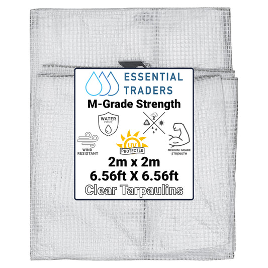 2m x 2m Clear Tarpaulins, M-Grade 100 GSM