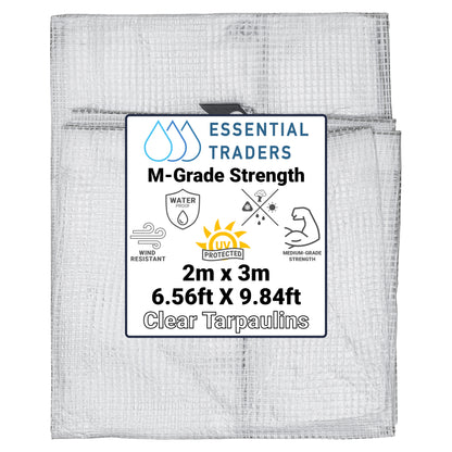 2m x 3m Clear Tarpaulins, M-Grade 100 GSM