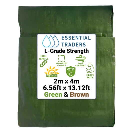 2m x 4m Green & Brown Tarpaulins, L-Grade 200 GSM