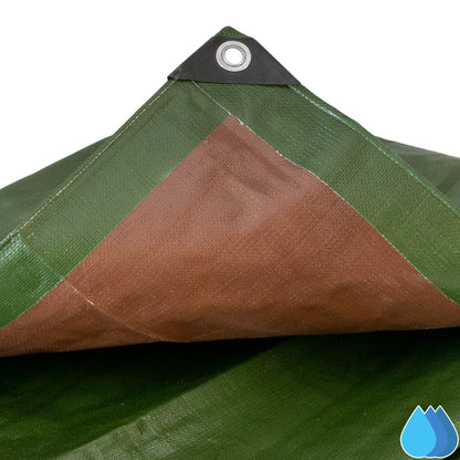 6m x 8m Green & Brown Tarpaulins, L-Grade 200 GSM