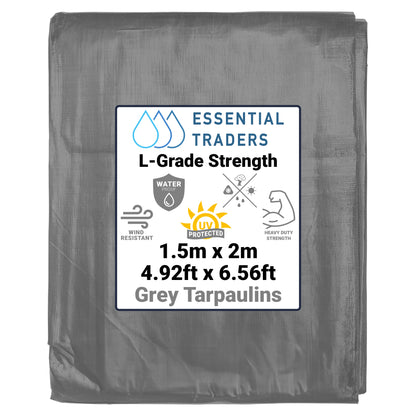 1.5m x 2m Grey Tarpaulins, L-Grade 200 GSM