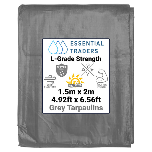 1.5m x 2m Grey Tarpaulins, L-Grade 200 GSM