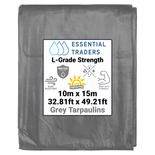 10m x 15m Grey Tarpaulins, L-Grade 200 GSM
