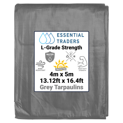 4m x 5m Grey Tarpaulins, L-Grade 200 GSM