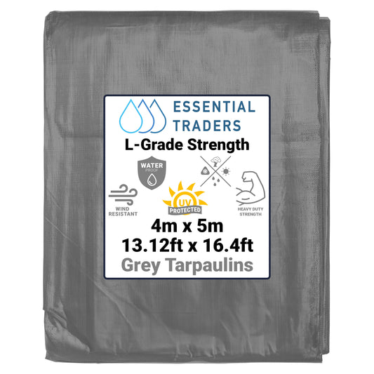 4m x 5m Grey Tarpaulins, L-Grade 200 GSM