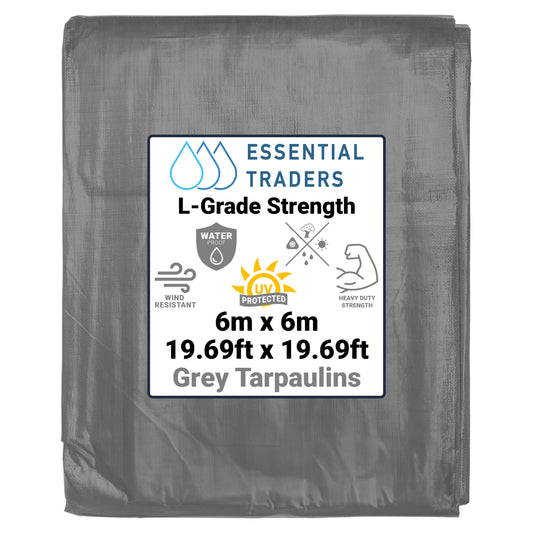 6m x 6m Grey Tarpaulins, L-Grade 200 GSM
