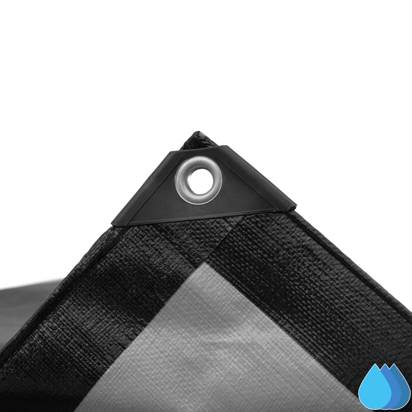 2m x 2m Black & Silver Tarpaulins, L-Grade 220 GSM