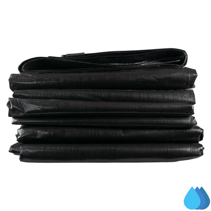2m x 2m Black & Silver Tarpaulins, L-Grade 220 GSM
