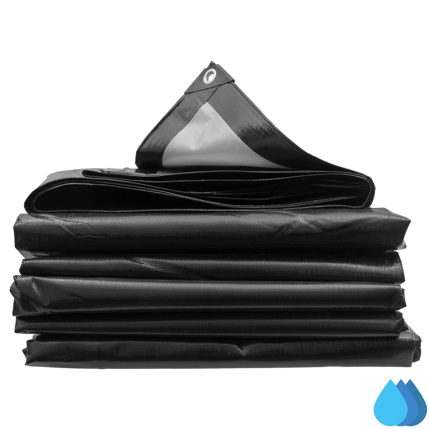 2m x 2m Black & Silver Tarpaulins, L-Grade 220 GSM