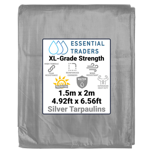 1.5m x 2m Silver Tarpaulins, XL-Grade 260 GSM