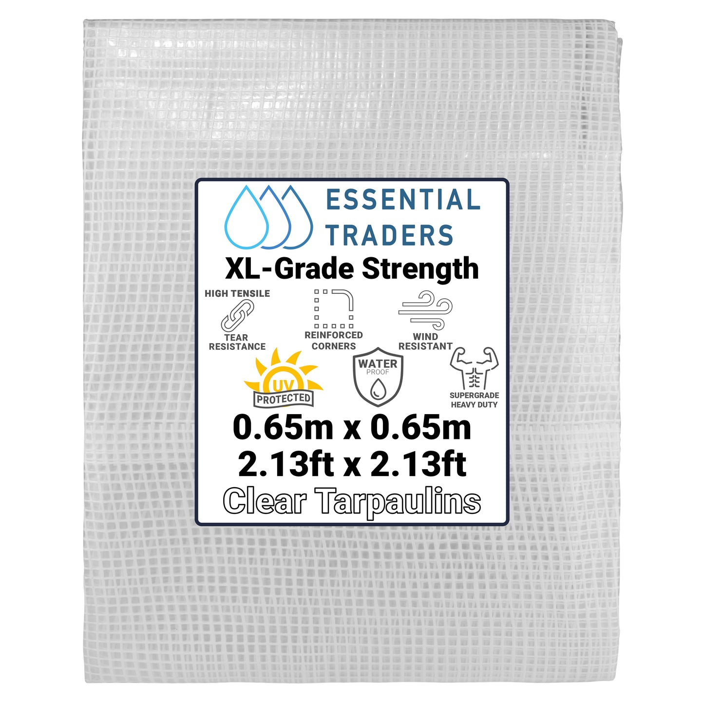 0.65m x 0.65m Clear Tarpaulins, XL-Grade 300 GSM