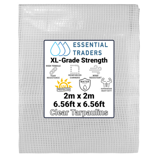 2m x 2m Clear Tarpaulins, XL-Grade 300 GSM