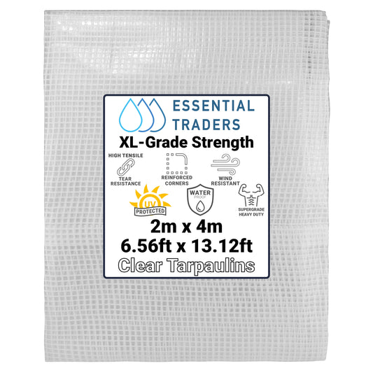 2m x 4m Clear Tarpaulins, XL-Grade 300 GSM