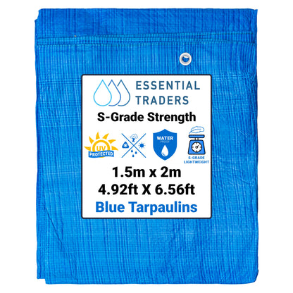 1.5m x 2m Blue Tarpaulins, S-Grade 50 GSM