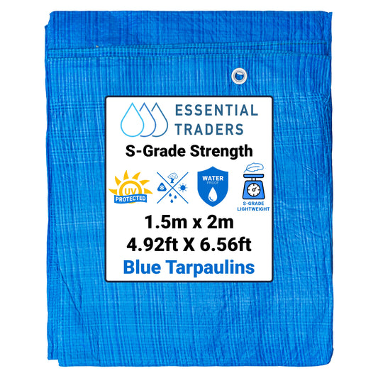 1.5m x 2m Blue Tarpaulins, S-Grade 50 GSM