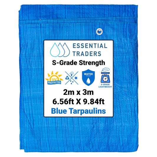 2m x 3m Blue Tarpaulins, S-Grade 50 GSM