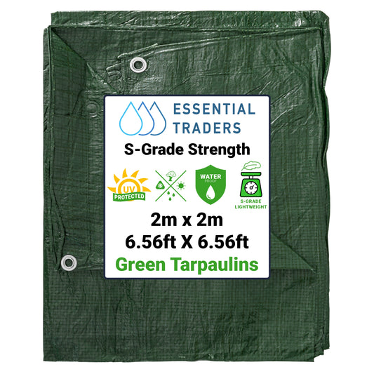 2m x 2m Green Tarpaulins, S-Grade 50 GSM