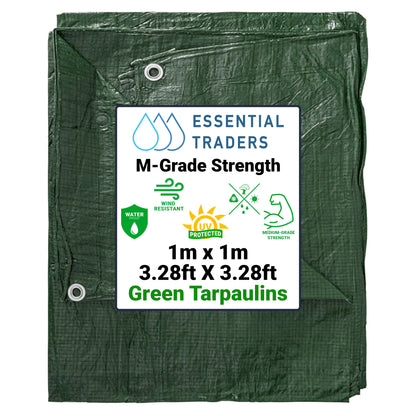 1m x 1m Green Tarpaulins, M-Grade 90 GSM