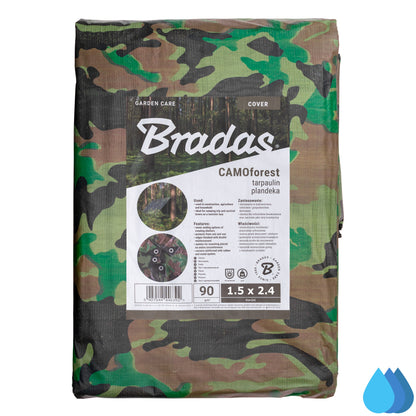 1.5m x 2.4m Camouflage Tarpaulins, Bradas 90 GSM