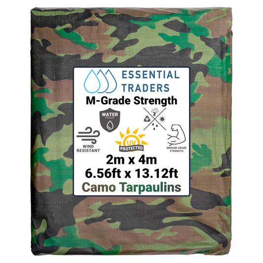 2m x 4m Camouflage Tarpaulins, M-Grade 90 GSM