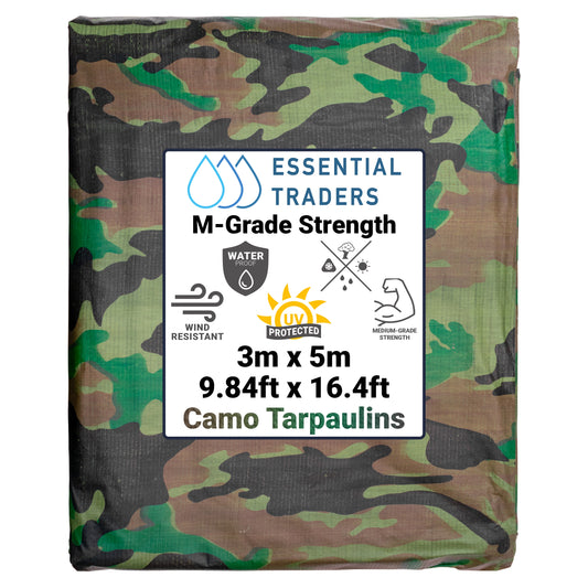 3m x 5m Camouflage Tarpaulins, M-Grade 90 GSM