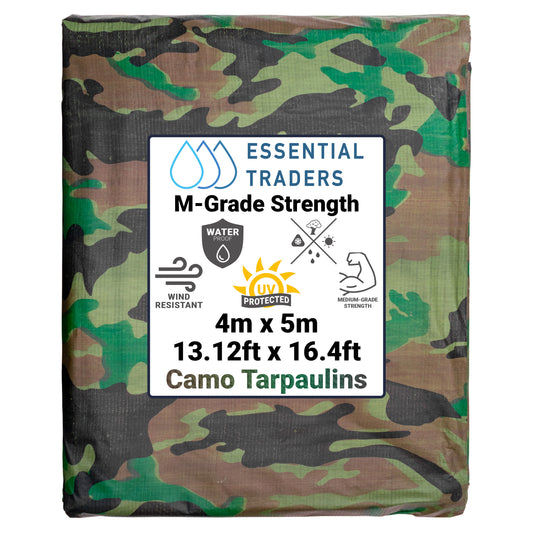4m x 5m Camouflage Tarpaulins, M-Grade 90 GSM