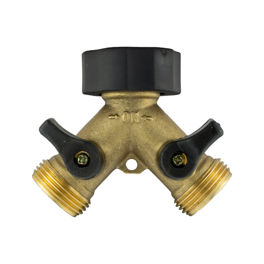 2-way Tap Splitter Valve with 3/4" Threads, Brass