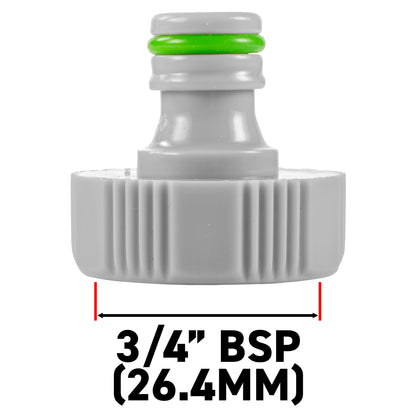 Female Tap Connector – 3/4” & 1/2” BSPF, Green & Grey