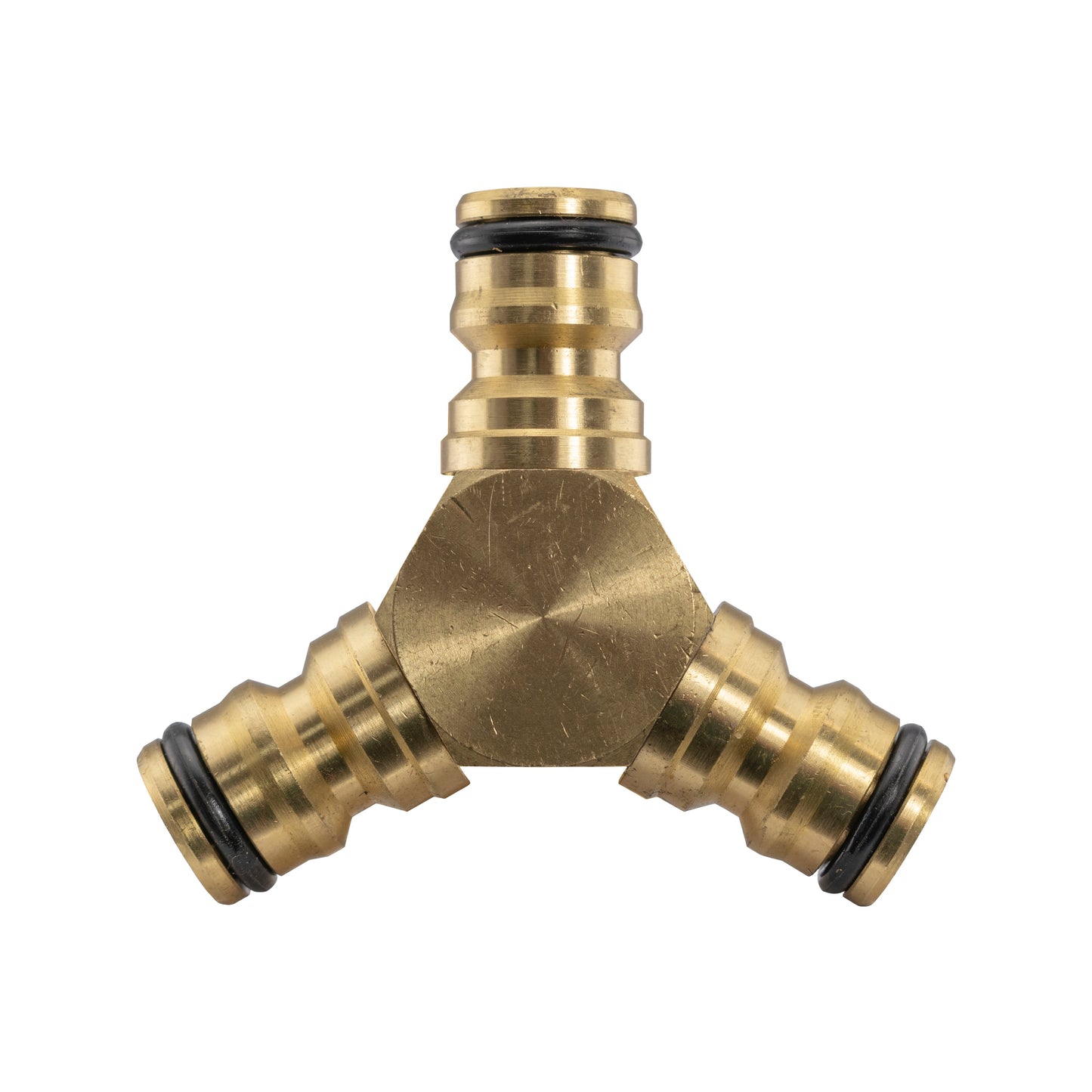 Three Way Male Quick Connector, Brass