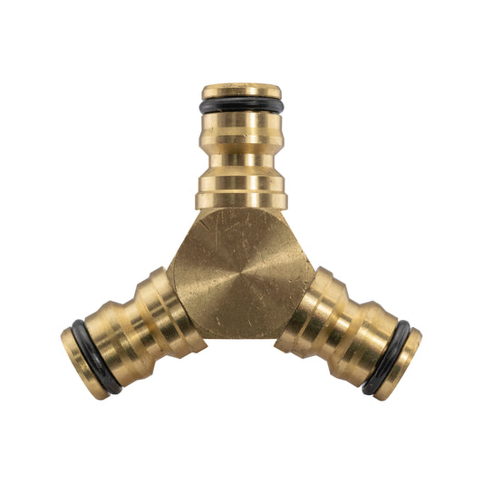 Three Way Male Quick Connector, Brass