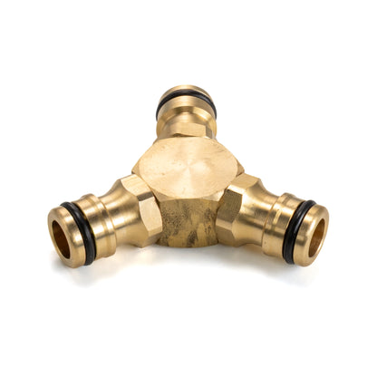 Three Way Male Quick Connector, Brass